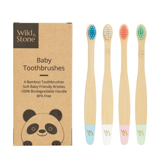 set quatre brosses à dents en bambou pastel