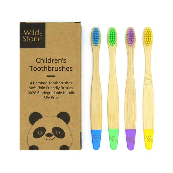 set 4 brosse à dents en bambou couleurs